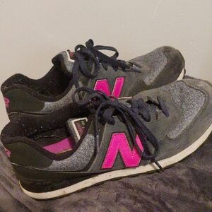 New Balance Women's Charcoal and Magenta Sneakers
